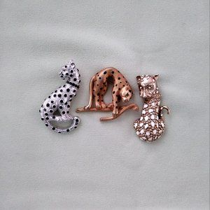 Vintage Leopard Brooch Pins 3 pc